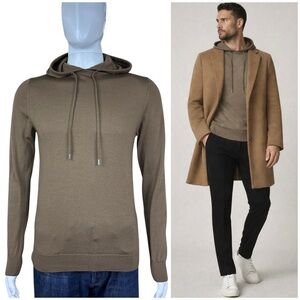 Reiss Mens Holland Merino Wool Knit Hoodie Sweater Size M Preppy Quiet Luxury